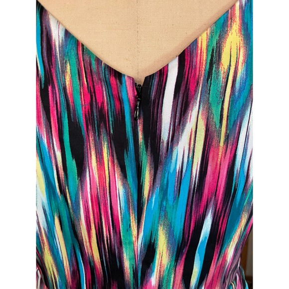 Ellen Tracy Womens Fit & Flare Mini Dress Multicolor Sleeveless V-Neck 6 - Picture 5 of 8